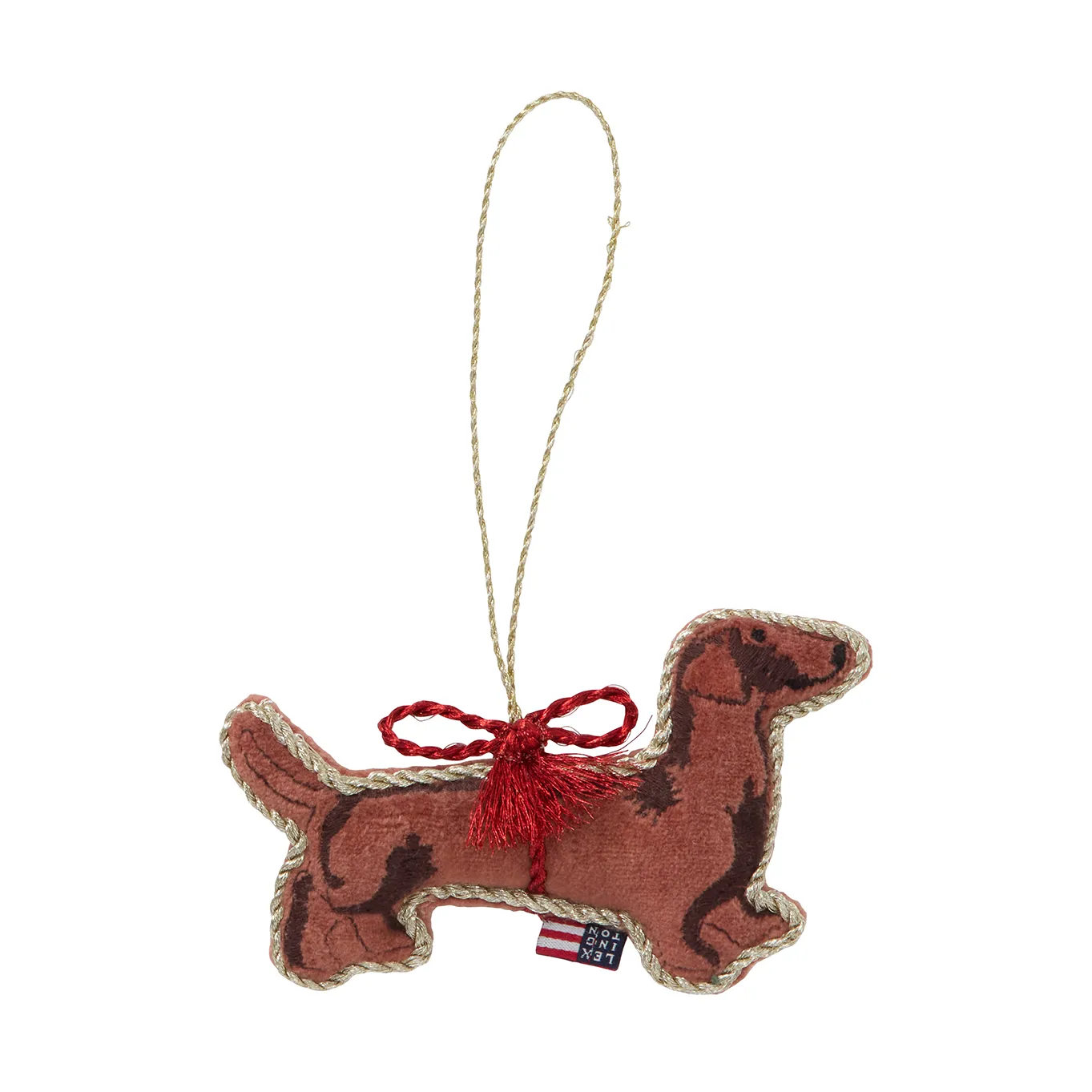 Adorno navideño Dog de terciopelo orgánico, Marrón Lexington