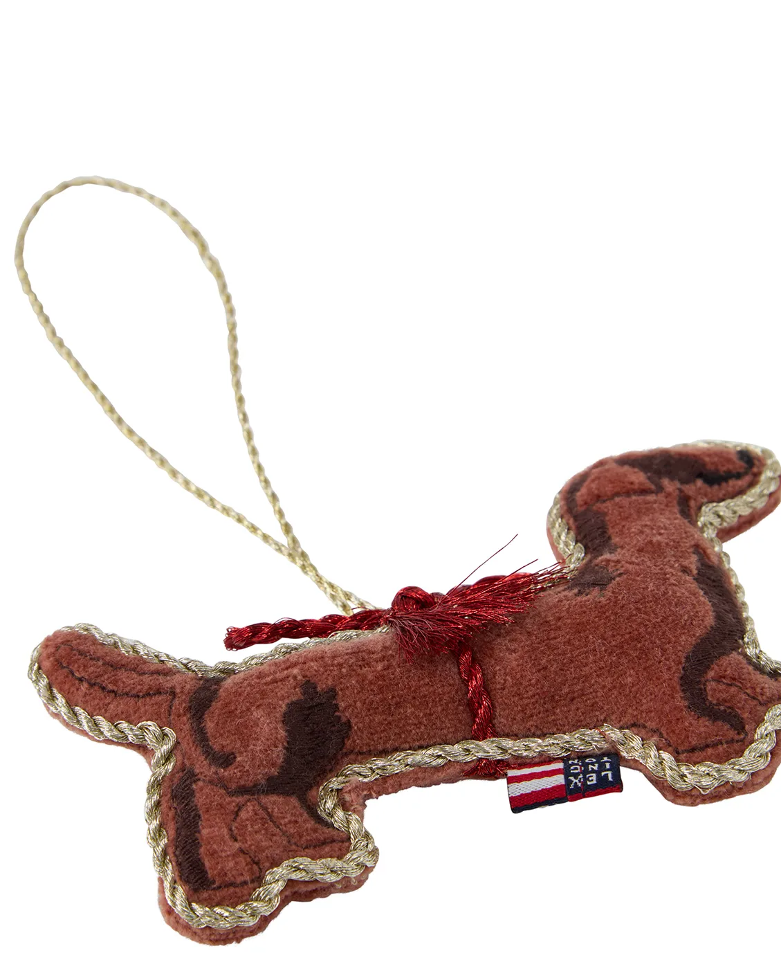 Adorno navideño Dog de terciopelo orgánico, Marrón Lexington