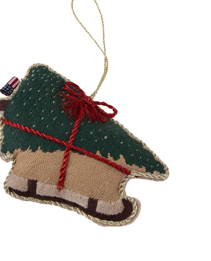 Adorno navideño Dog sleigh de algodón orgánico, Multi Lexington
