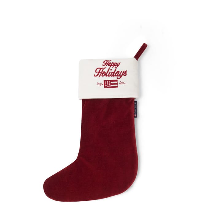 Calcetín de Navidad Happy Holidays Organic Cotton Velvet, Red-white Lexington