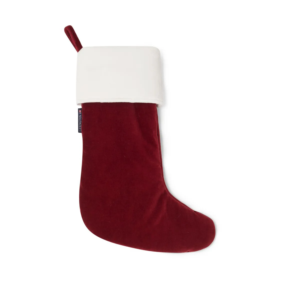 Calcetín de Navidad Happy Holidays Organic Cotton Velvet, Red-white Lexington