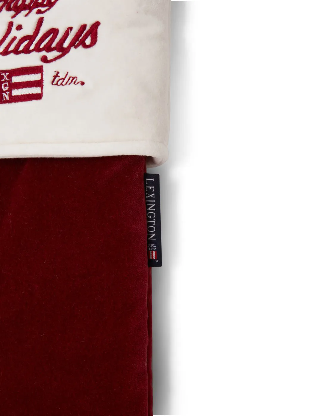 Calcetín de Navidad Happy Holidays Organic Cotton Velvet, Red-white Lexington