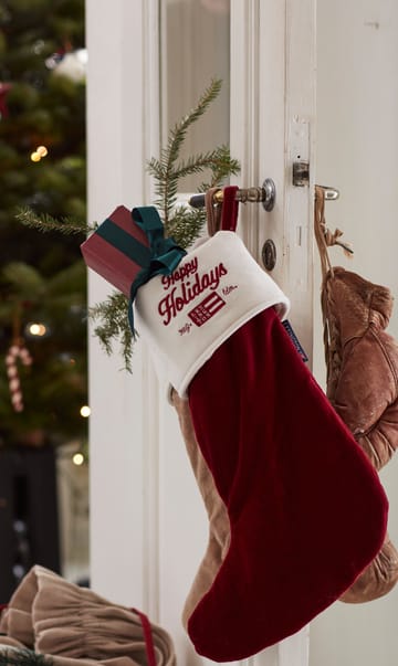 Calcetín de Navidad Happy Holidays Organic Cotton Velvet - Red-white - Lexington