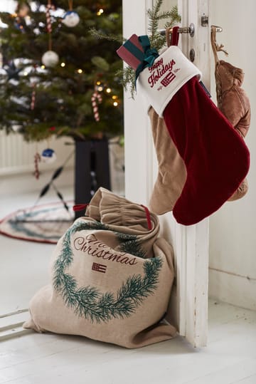 Calcetín de Navidad Happy Holidays Organic Cotton Velvet - Red-white - Lexington