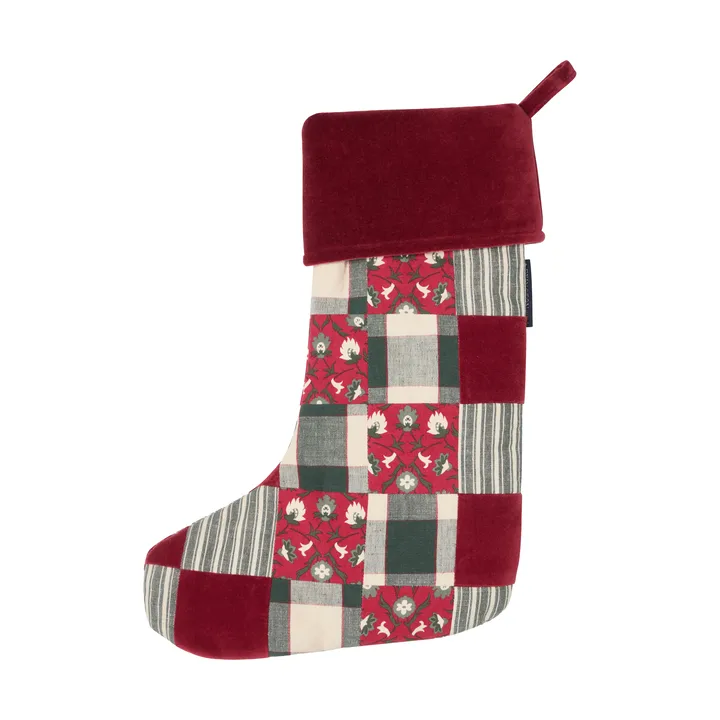 Calcetín navideño Lexington patchwork - Red-multi, 45 cm - Lexington