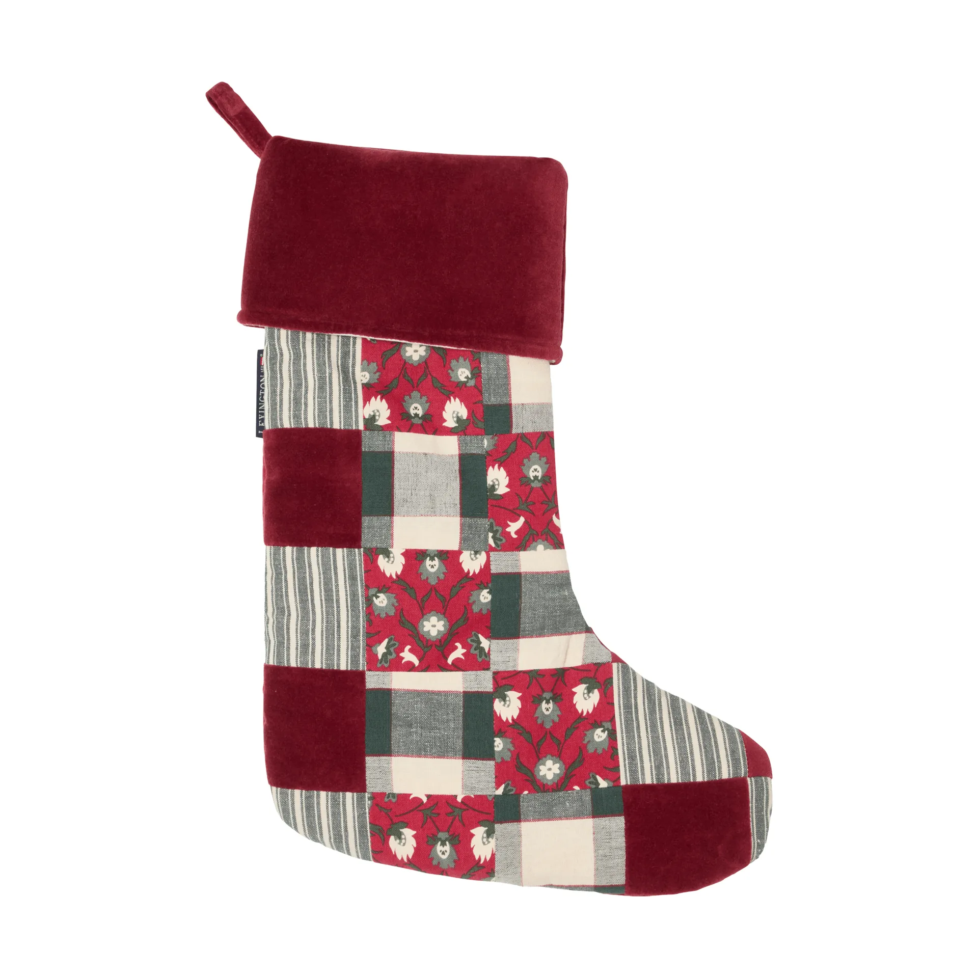 Calcetín navideño Lexington patchwork, Red-multi, 45 cm Lexington