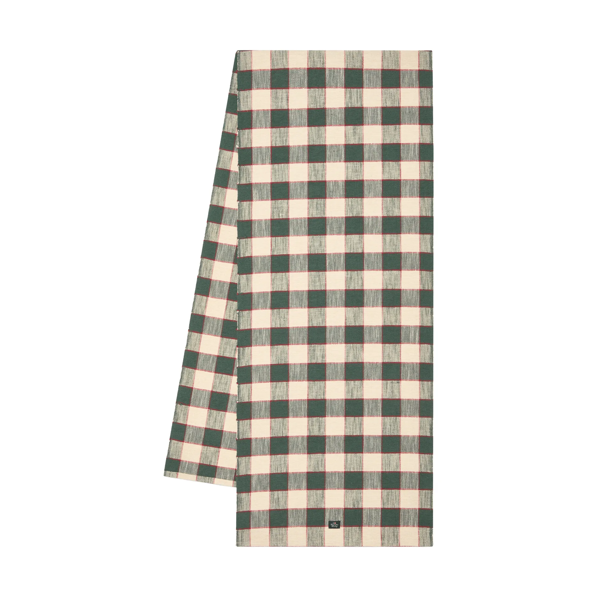 Camino de mesa Checked de algodón ecológico, Green-Light beige-red, 50x250 cm Lexington