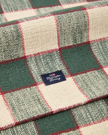 Camino de mesa Checked de algodón ecológico - Green-Light beige-red, 50x250 cm - Lexington