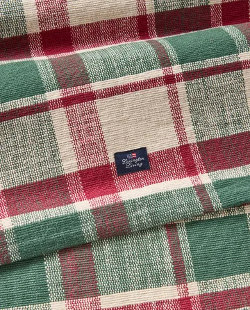 Camino de mesa Checked de algodón ecológico - Green-red-beige, 50x150 cm - Lexington