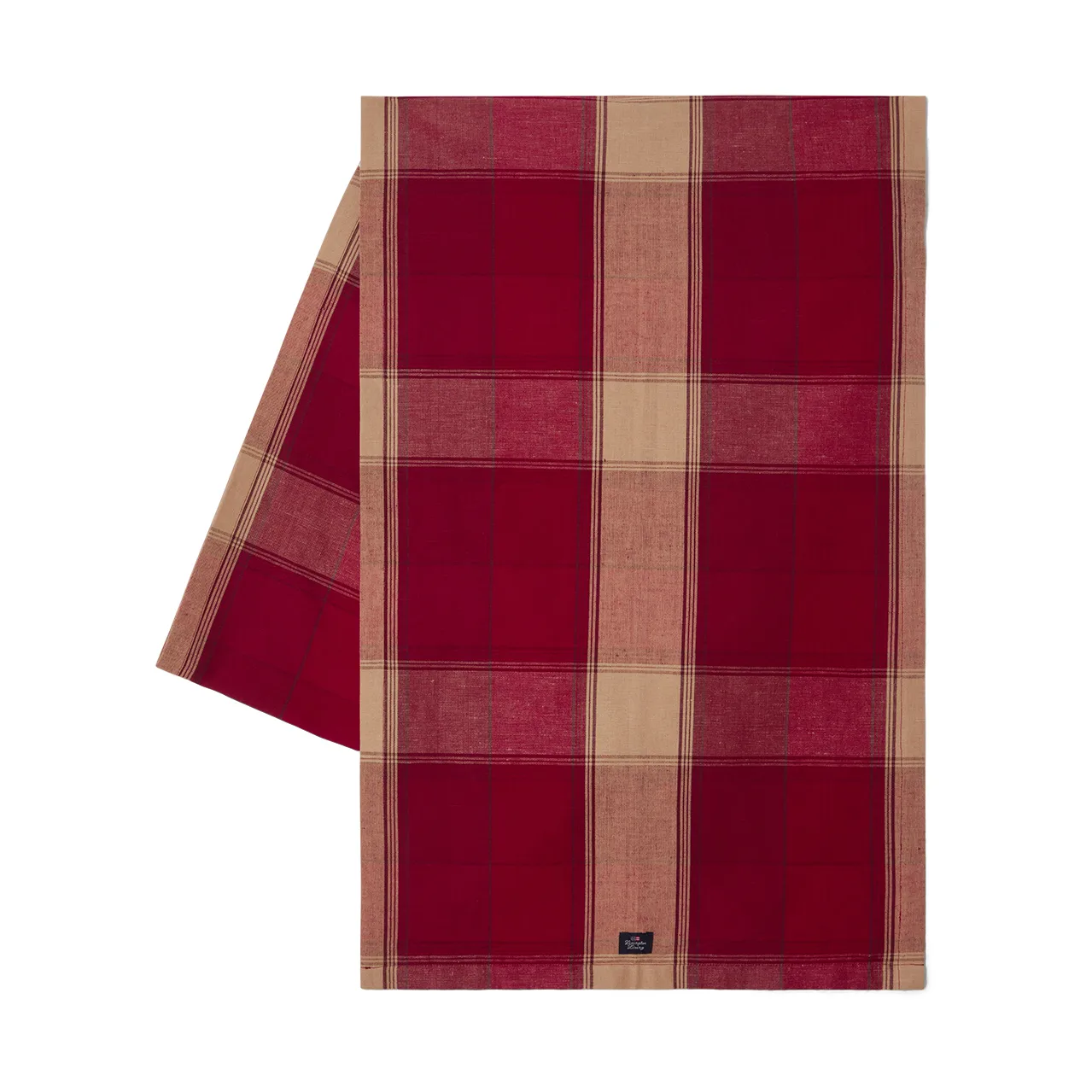 Camino de mesa Checked linen-cotton 50x350 cm, Rojo-beige Lexington