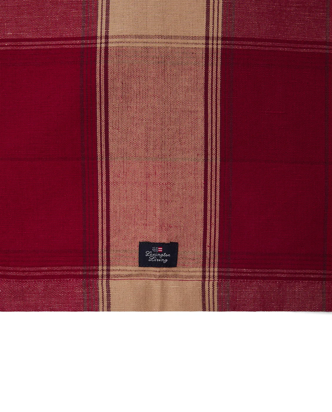 Camino de mesa Checked linen-cotton 50x350 cm, Rojo-beige Lexington