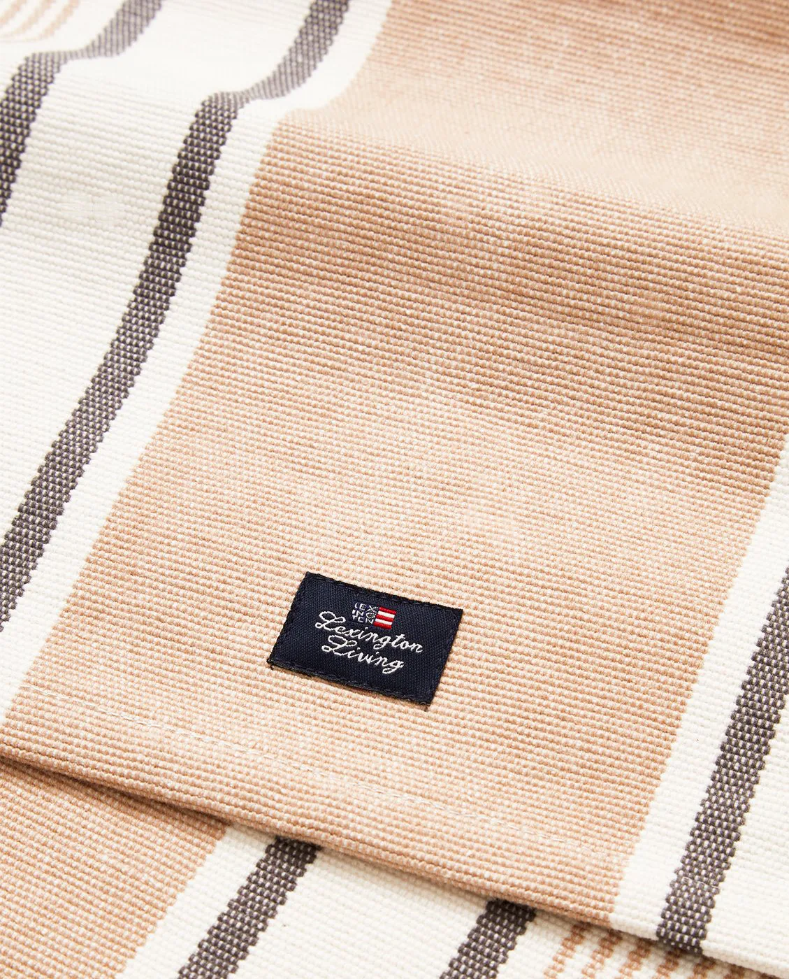 Camino de mesa Striped Organic Cotton 50x250 cm, White-beige Lexington