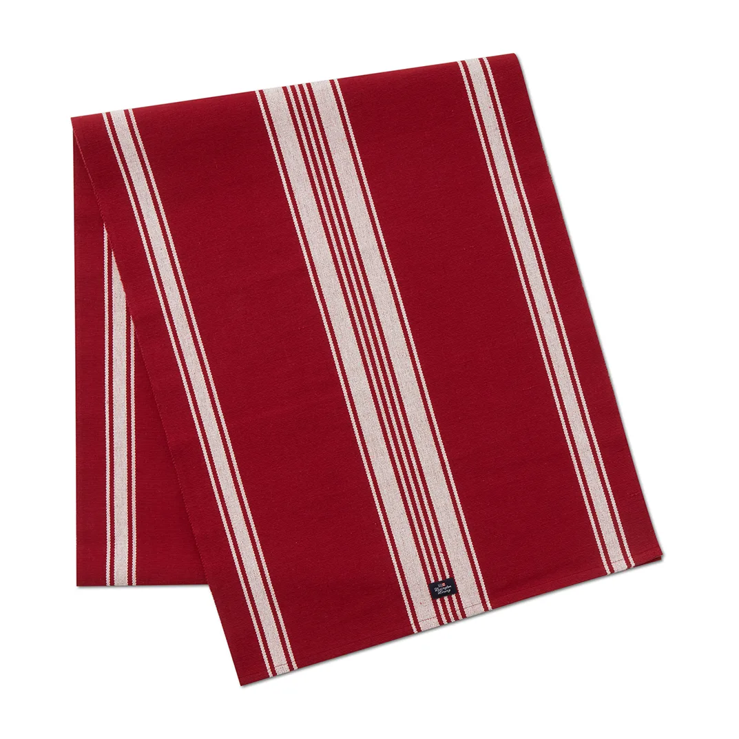 Camino de mesa Striped Organic Cotton Rib 50x250 cm, Rojo-blanco Lexington