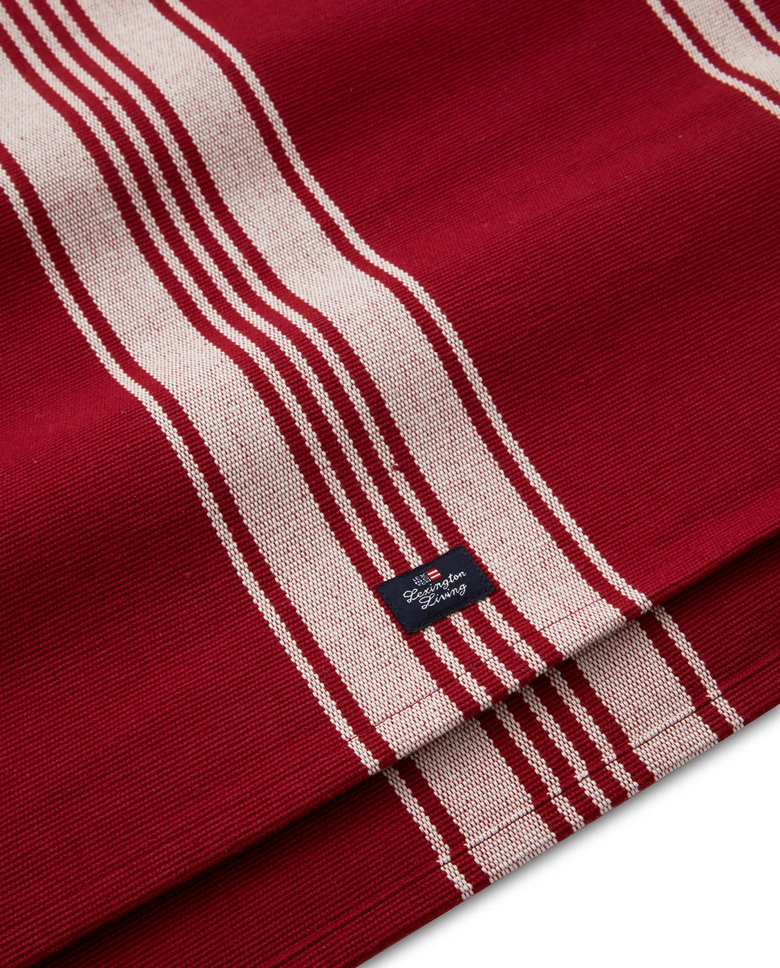 Camino de mesa Striped Organic Cotton Rib 50x250 cm, Rojo-blanco Lexington