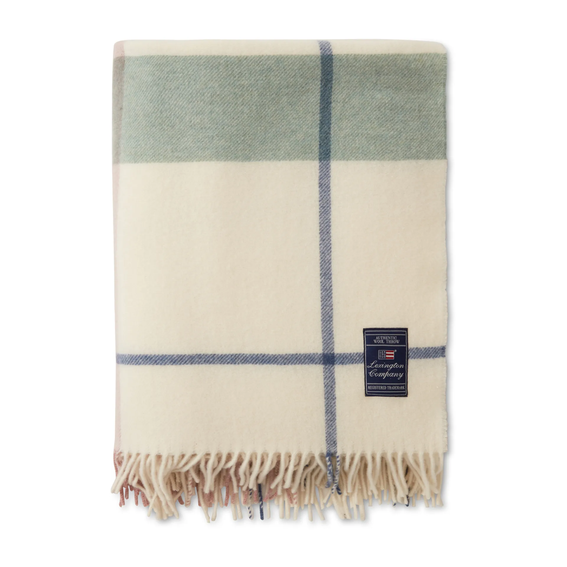 Checked Recycled Manta lana 130x170 cm, Offwhite-verde-rosa Lexington