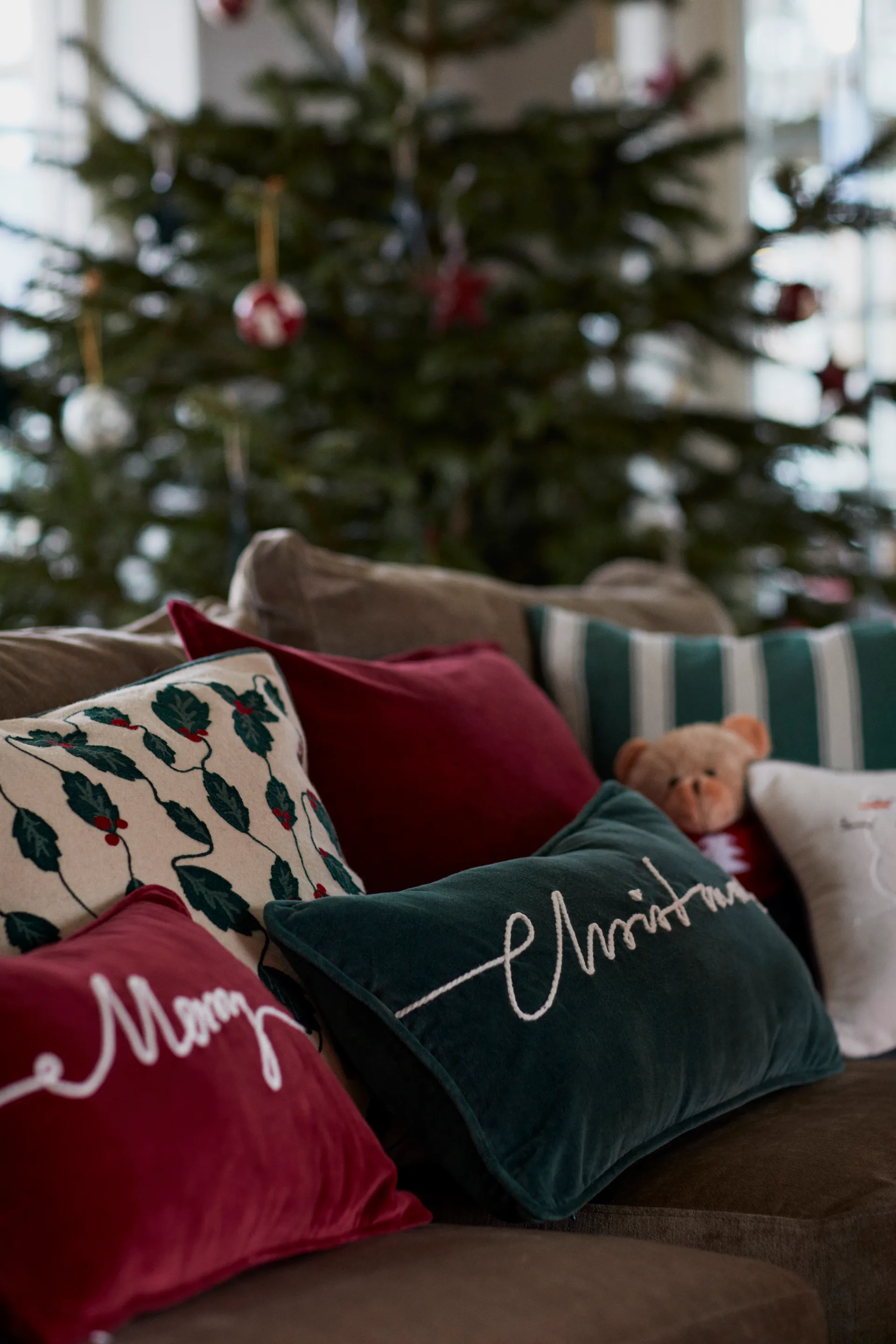 Cojín Christmas Cotton Velvet 30x50 cm, Verde Lexington