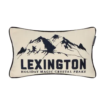 Cojín decorativo de mezcla de lana Mountains Logo - White-navy, 50x30 cm - Lexington