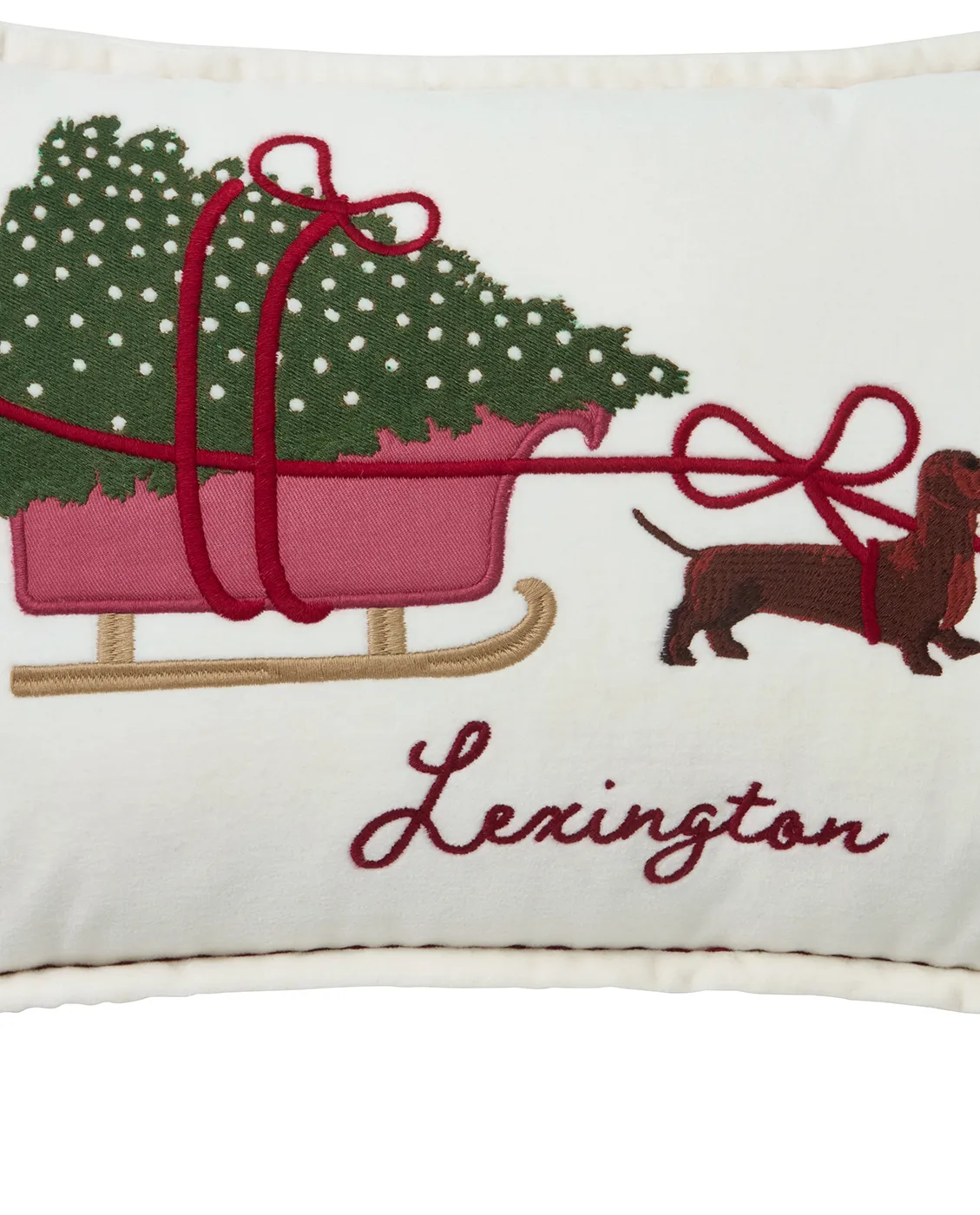 Cojín Dog sleigh de algodón aterciopelado ecológico 30x50 cm, White Lexington