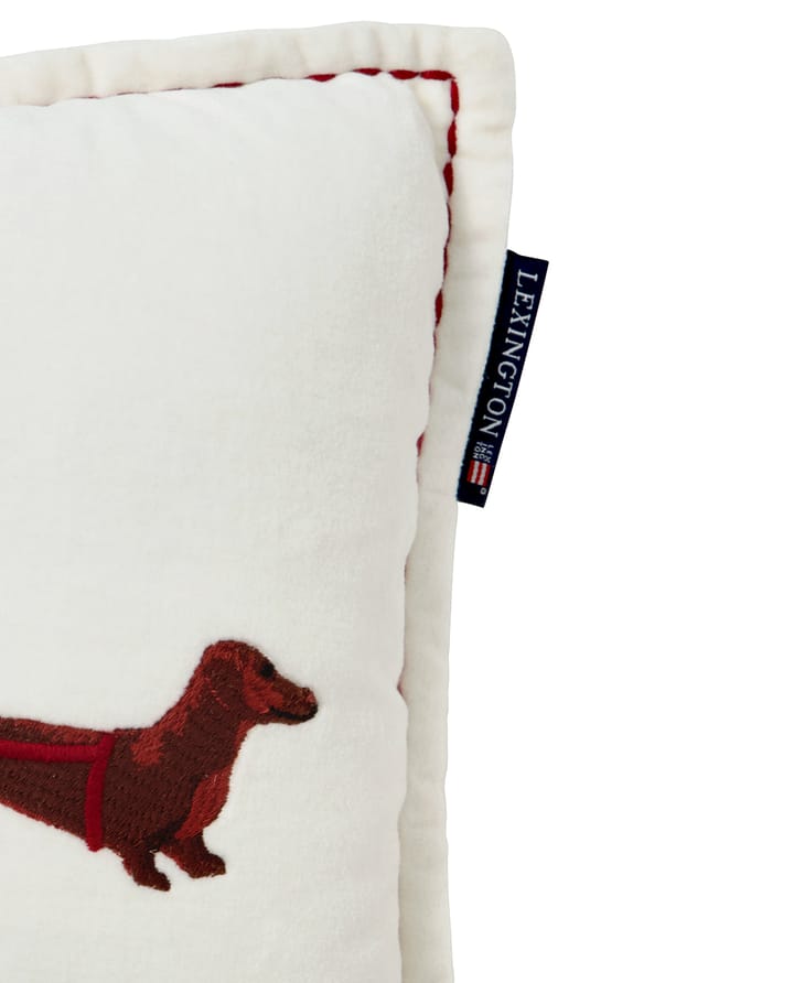 Cojín Dog sleigh de algodón aterciopelado ecológico 30x50 cm, White Lexington