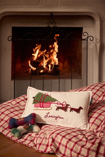 Cojín Dog sleigh de algodón aterciopelado ecológico 30x50 cm - White - Lexington