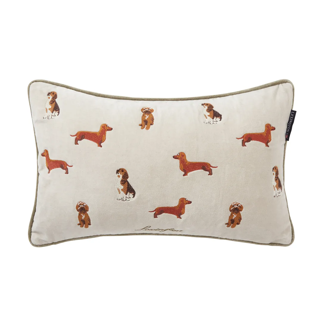 Cojín Dogs Organic Cotton Velvet 30x50 cm, Light beige Lexington