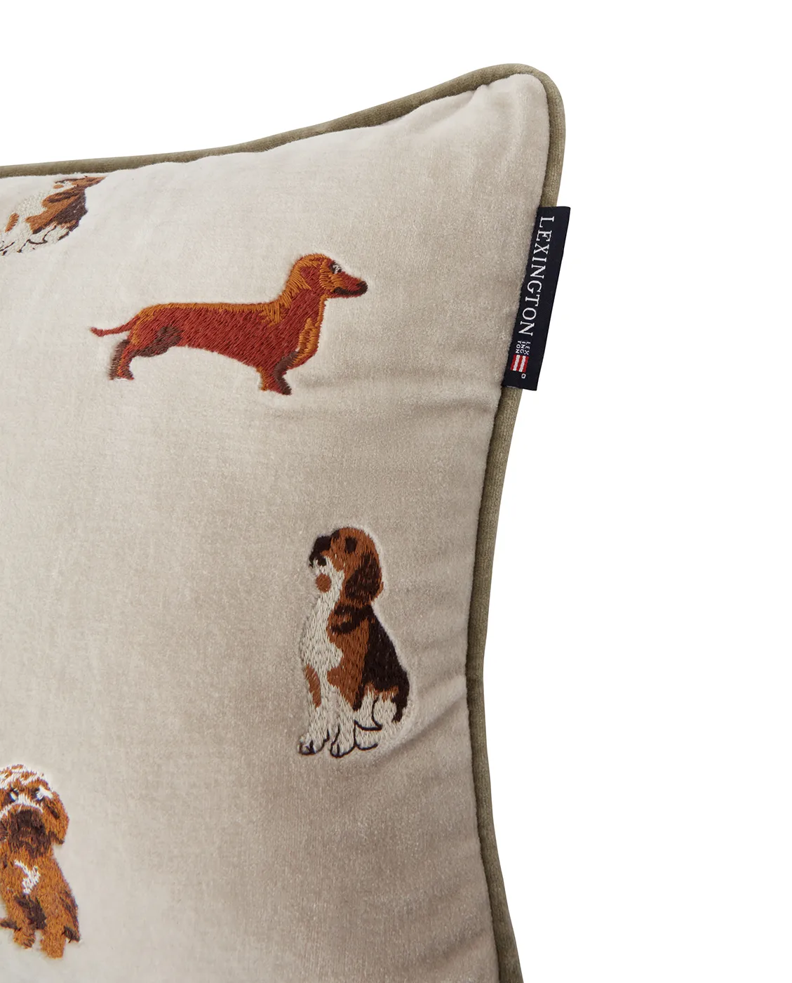 Cojín Dogs Organic Cotton Velvet 30x50 cm, Light beige Lexington