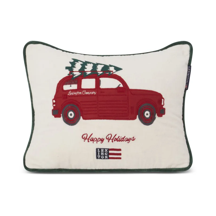 Cojín Holiday Car Organic Cotton Velvet 30x40 cm, White-red multi Lexington