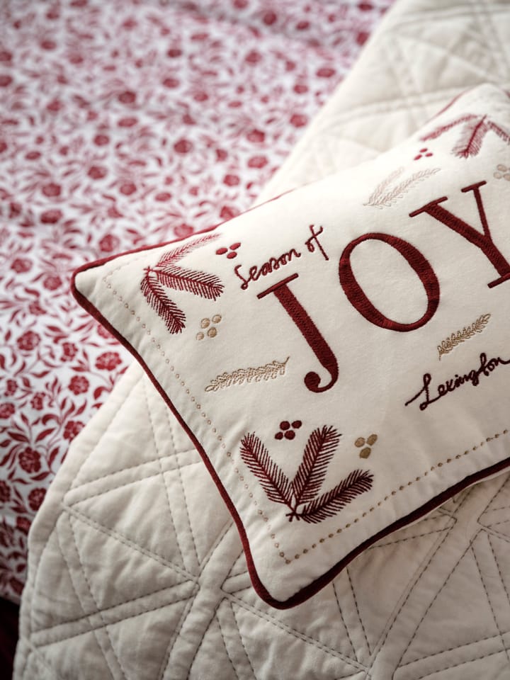 Cojín Joy organic cotton velvet 30x40 cm, Blanco-rojo Lexington