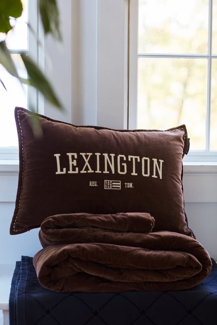 Cojín Logo Message Organic Cotton Velvet 40x60 cm, Brown Lexington