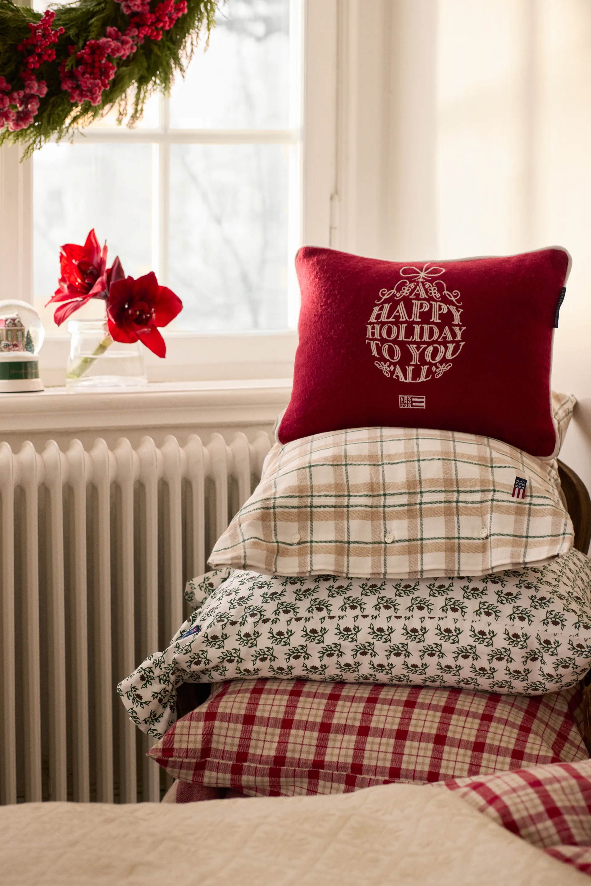 Cojín Ornament mezcla de lana 30x40 cm, Red-white Lexington