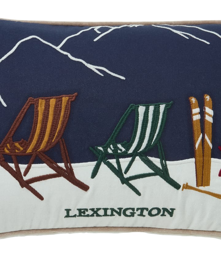 Cojín Ski resort de algodón orgánico 30x50 cm, White-Dark blue Lexington