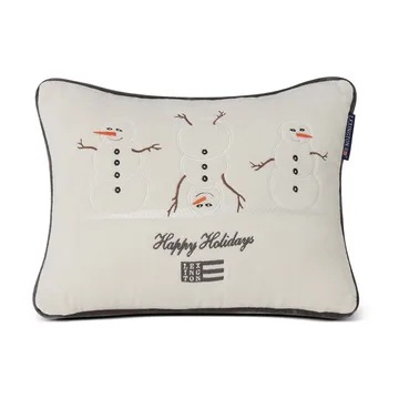 Cojín Snowmen Embroidered Cotton Velvet 30x40 cm - Blanco - Lexington