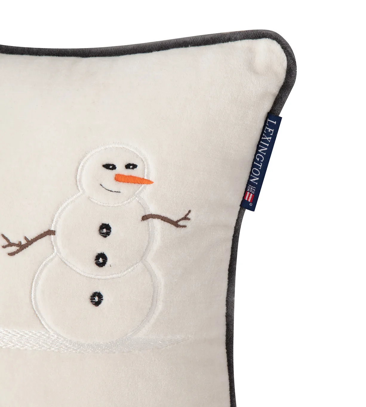 Cojín Snowmen Embroidered Cotton Velvet 30x40 cm, Blanco Lexington