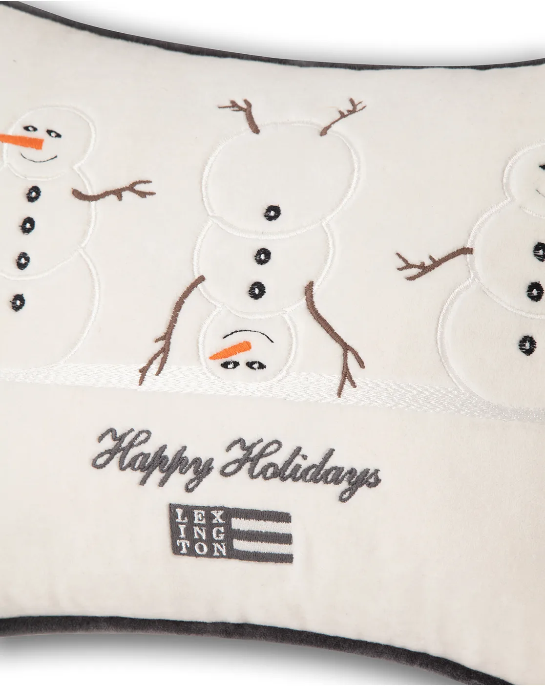 Cojín Snowmen Embroidered Cotton Velvet 30x40 cm, Blanco Lexington