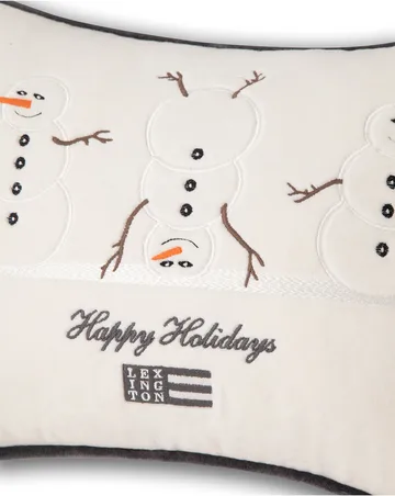 Cojín Snowmen Embroidered Cotton Velvet 30x40 cm - Blanco - Lexington