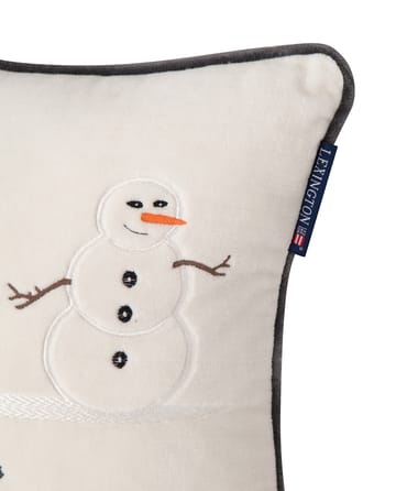 Cojín Snowmen Embroidered Cotton Velvet 30x40 cm - Snow white-dark gray - Lexington