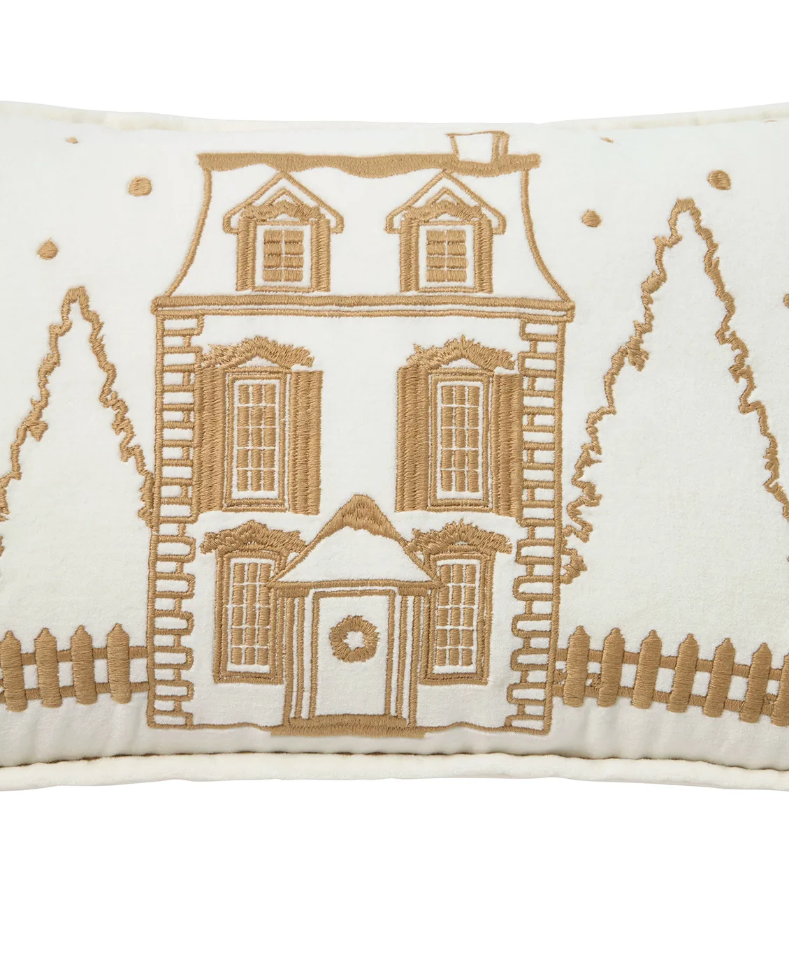 Cojín Winter House de algodón aterciopelado ecológico 30x50 cm, White-Light beige Lexington