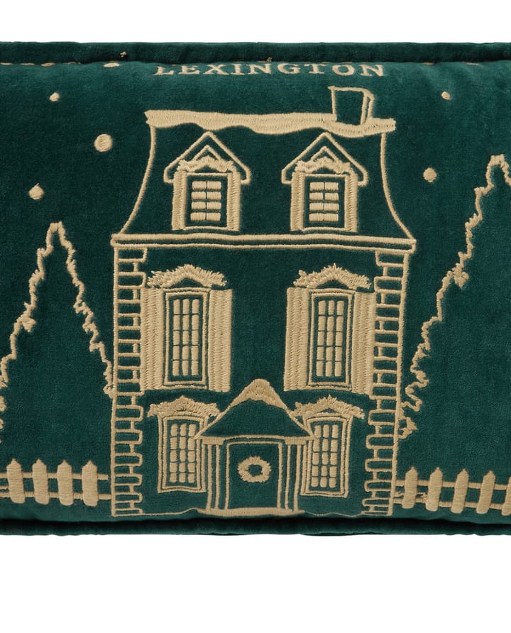 Cojín Winter House de algodón aterciopelado ecológico 30x50 cm, White-Light beige Lexington