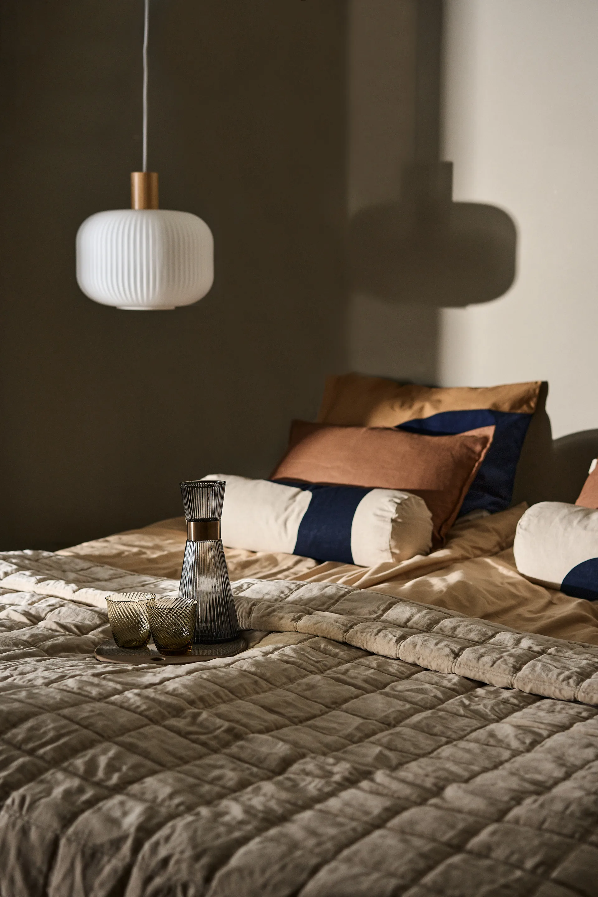 Colcha Cotton Velvet quilted 240x260 cm, Light beige Lexington