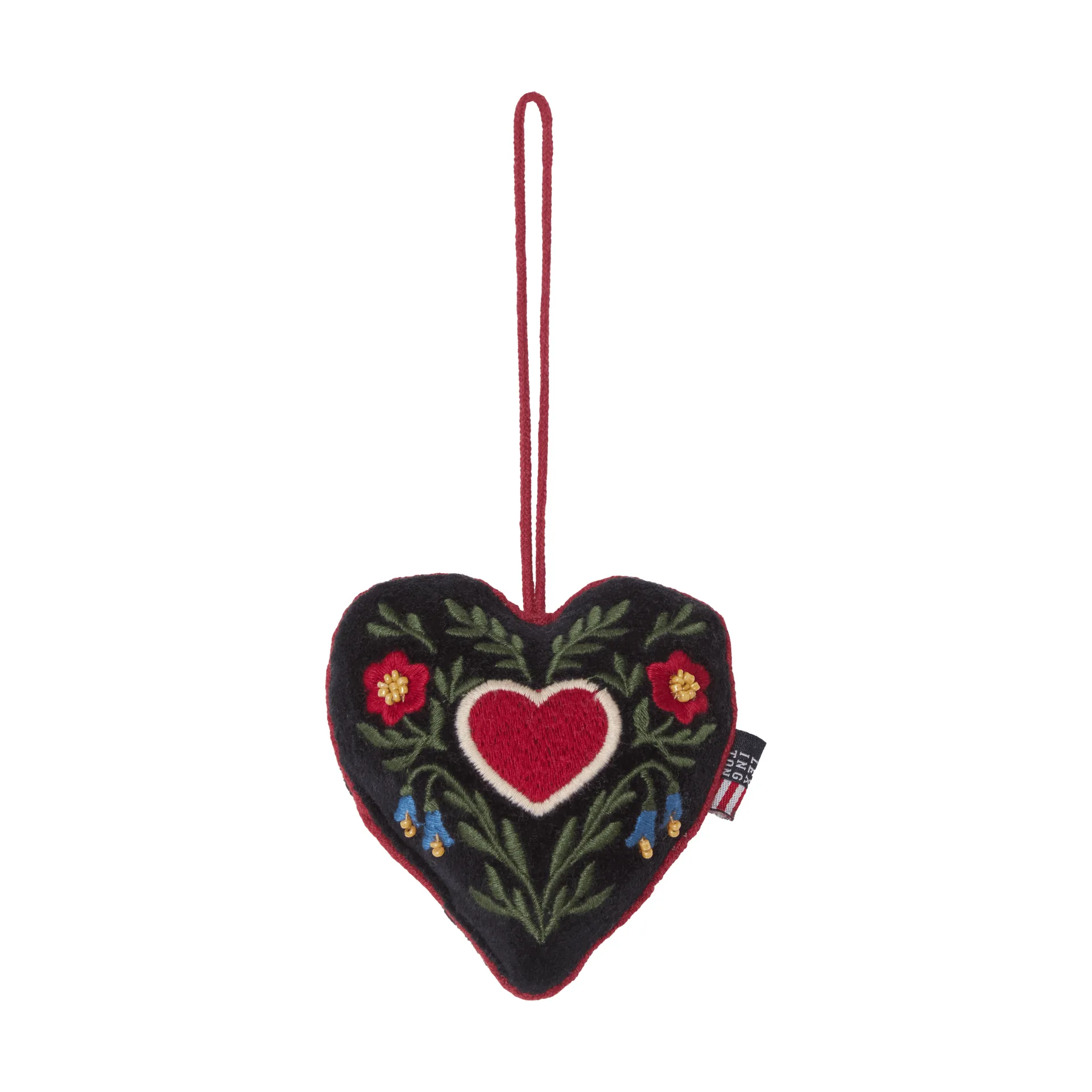 Colgante navideño de terciopelo de algodón orgánico Heart, Multicolor, 13x10x3 cm Lexington