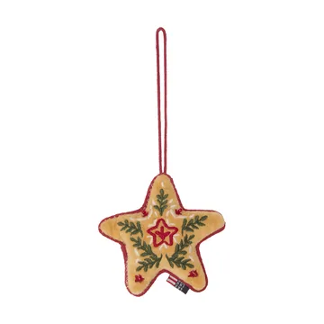 Colgante navideño de terciopelo de algodón orgánico Star - Multicolor, 10x11x3 cm - Lexington