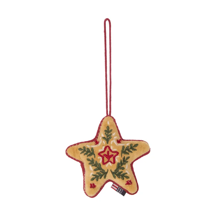 Colgante navideño de terciopelo de algodón orgánico Star - Multicolor, 10x11x3 cm - Lexington