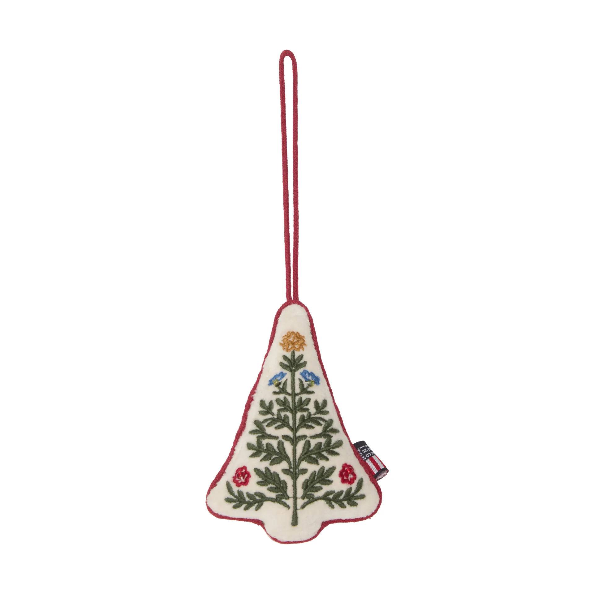 Colgante navideño de terciopelo de algodón orgánico Tree, Multicolor, 9x13x3 cm Lexington