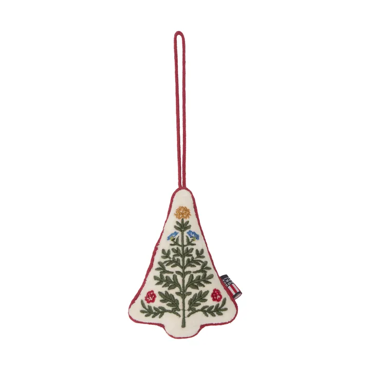 Colgante navideño de terciopelo de algodón orgánico Tree - Multicolor, 9x13x3 cm - Lexington