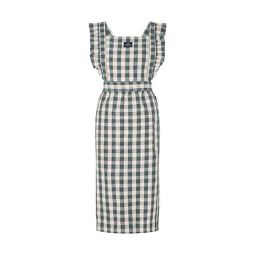 Delantal de algodón y lino Checked - Green-Light beige-red - Lexington