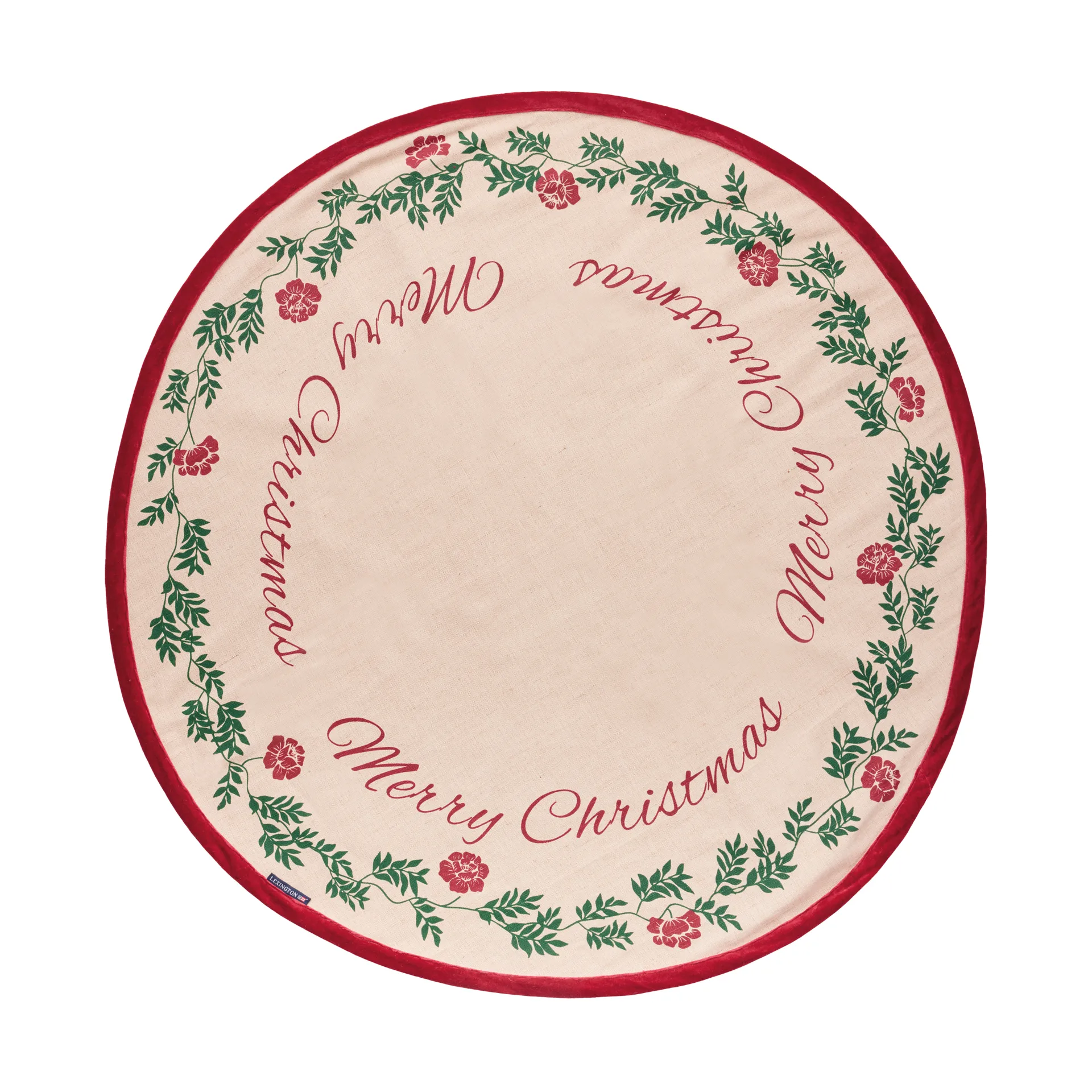 Falda para árbol de Navidad Jute Cotton Christmas Tree Ø110 cm, Natural-verde Lexington