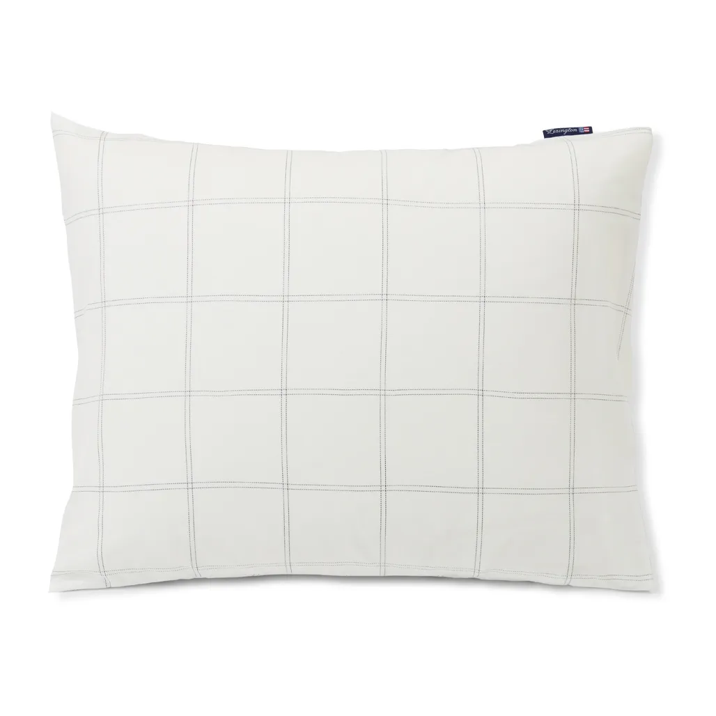 Funda de almohada Checked algodón-lyocell 50x90 cm, Off white-dark blue Lexington