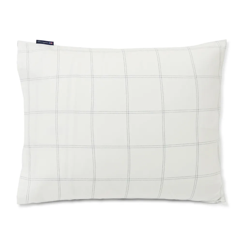 Funda de almohada Checked algodón-lyocell 50x90 cm, Off white-dark blue Lexington