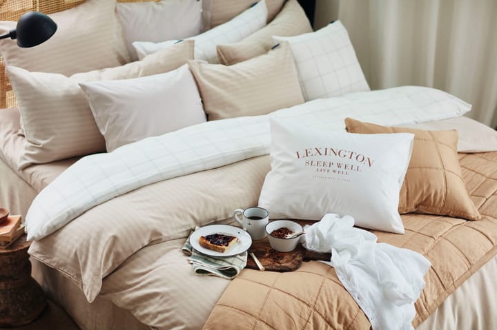 Funda de almohada Checked algodón-lyocell 65x65 cm, Off white-dark blue Lexington