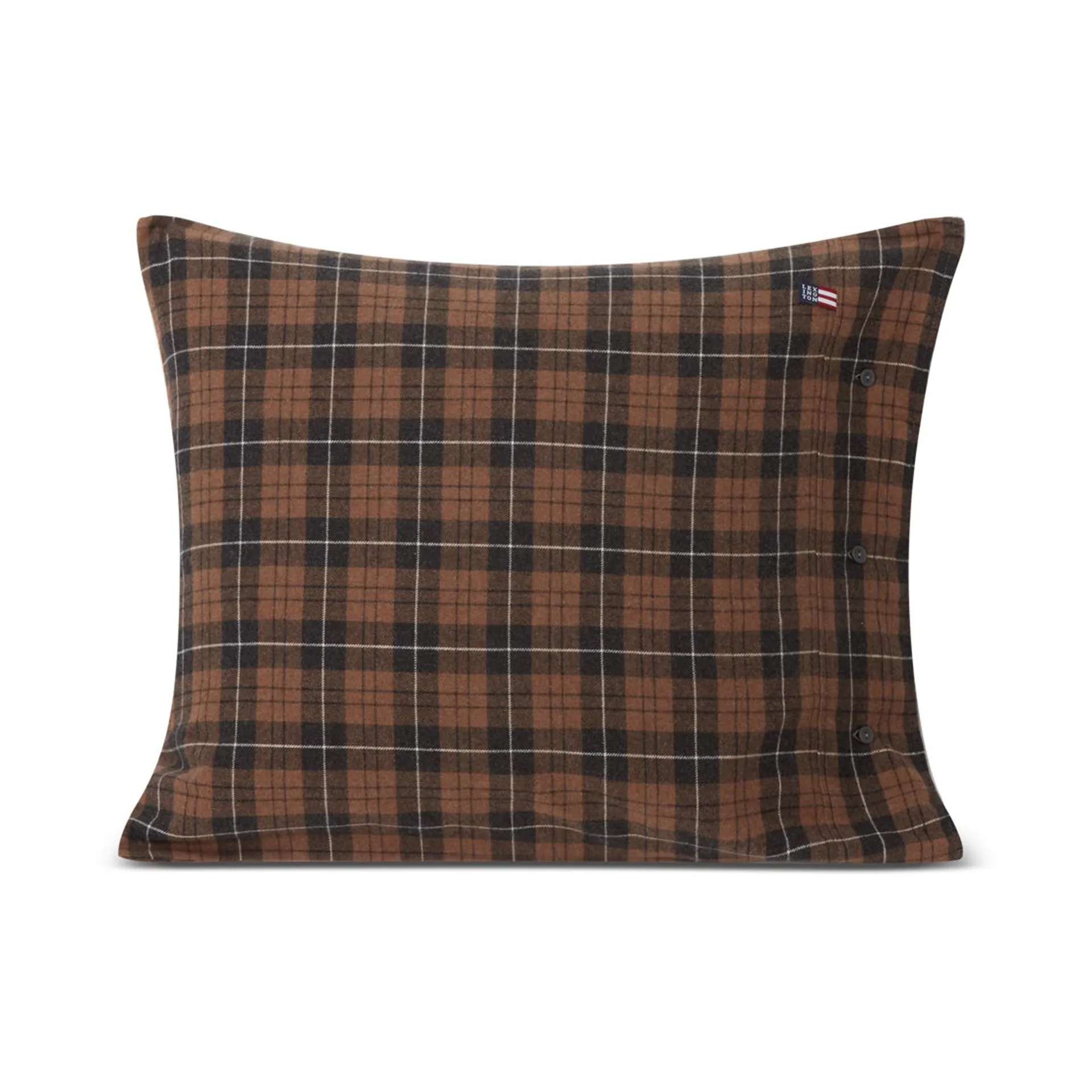 Funda de almohada Checked Cotton Flannel 50x60 cm, Brown-dark gray Lexington